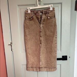 Treasure & Bond Brown Denim Midi Skirt size 26